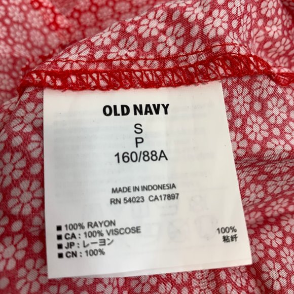Old Navy Lightweight Tank Top Red White Floral Print Scoop Neck Small 100%Rayon - Picture 5 of 14